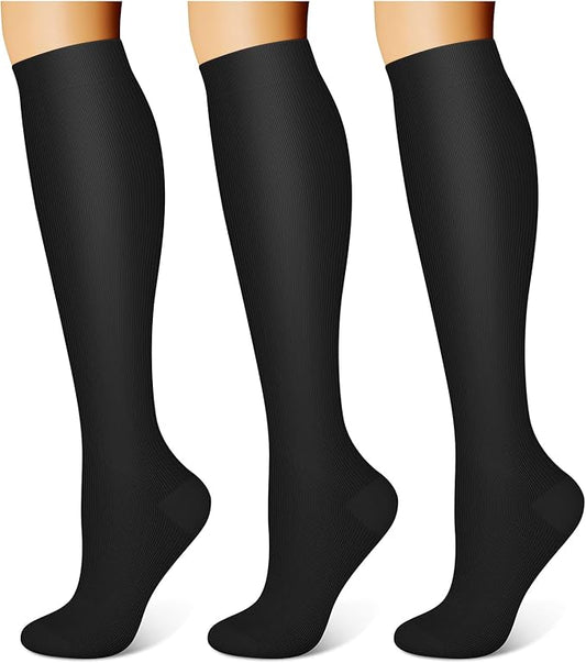 Knee High Black Compression Socks (3 Pack)